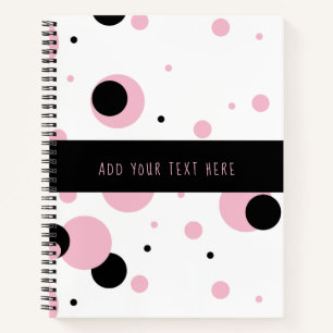 Carnet Motif de point Polka Abstrait rose noir
