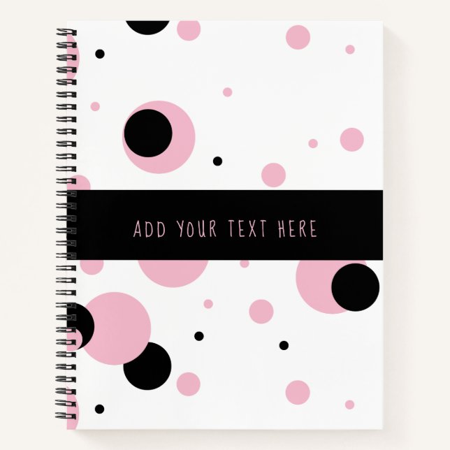 Carnet Motif de point Polka Abstrait rose noir (Devant)