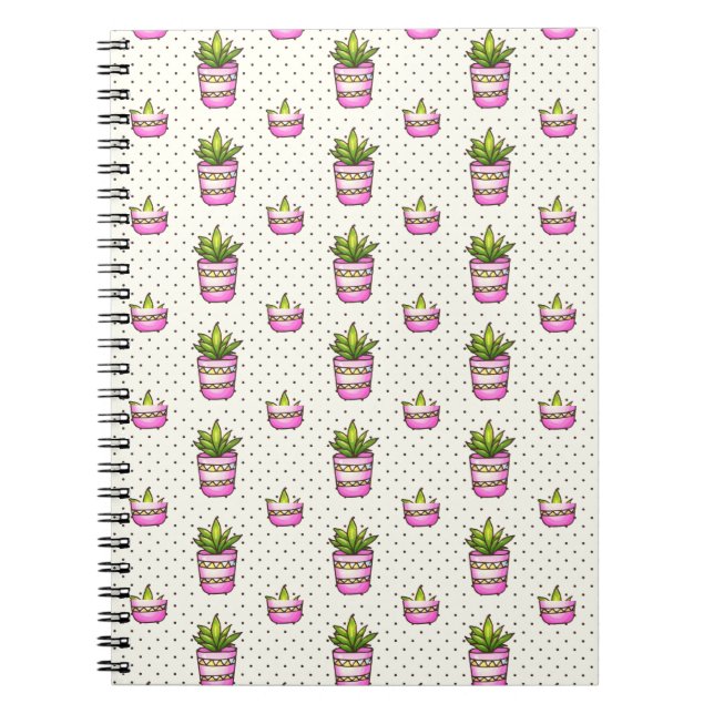 Carnet Motif de point succulent de polka d'aquarelle (Devant)
