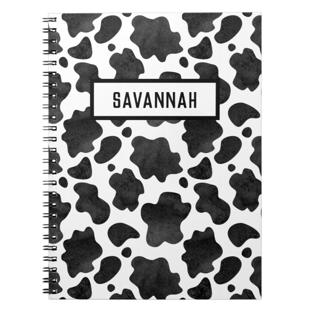 Carnet Motif de points de vache Poster de animal noir et  (Devant)
