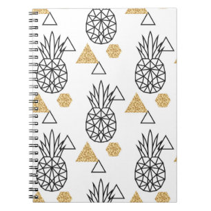 Carnet Motif de points d'or géométriques à ananas.