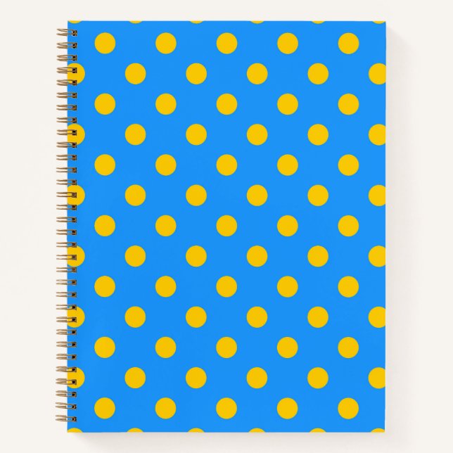 Carnet Motif de points jaunes sur fond bleu (Devant)