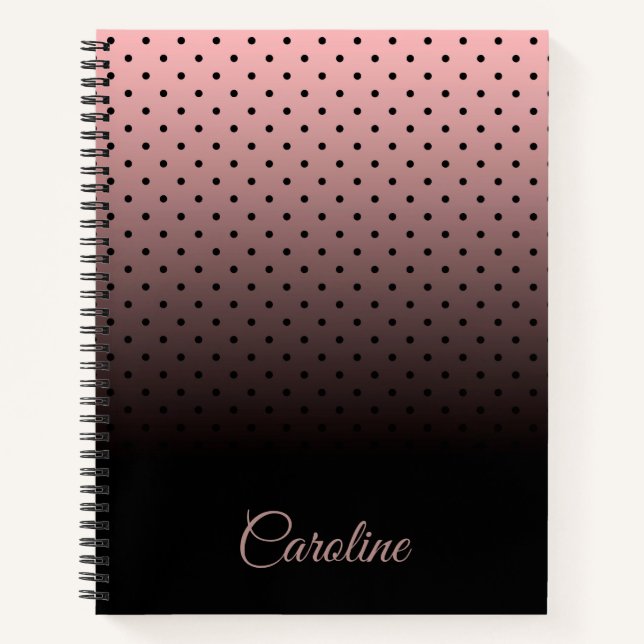 Carnet Motif de points noirs et Roses (Devant)