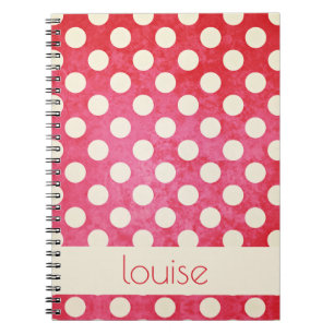 Carnet Motif de points Polka blanc Vintage personnalisé