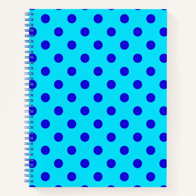 Carnet Motif de points polka bleu sur cyan (Devant)
