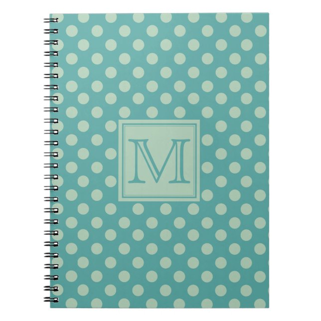 Carnet Motif de points sarcelle Monogramme (Devant)