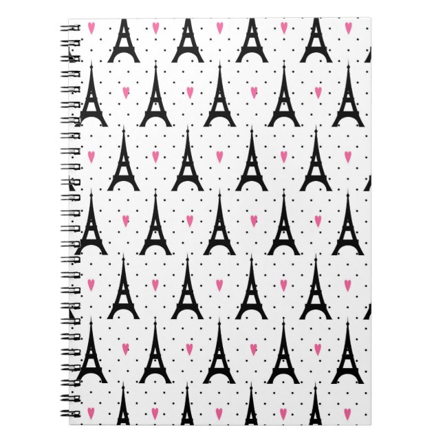 Carnet Motif de pois et de coeurs de Tour Eiffel (Devant)