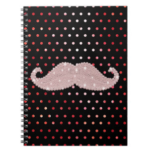 Carnet Motif de pois rose Girly drôle de moustache de