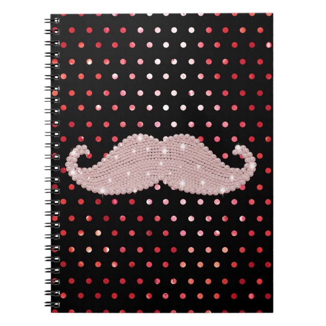 Carnet Motif de pois rose Girly drôle de moustache de (Devant)