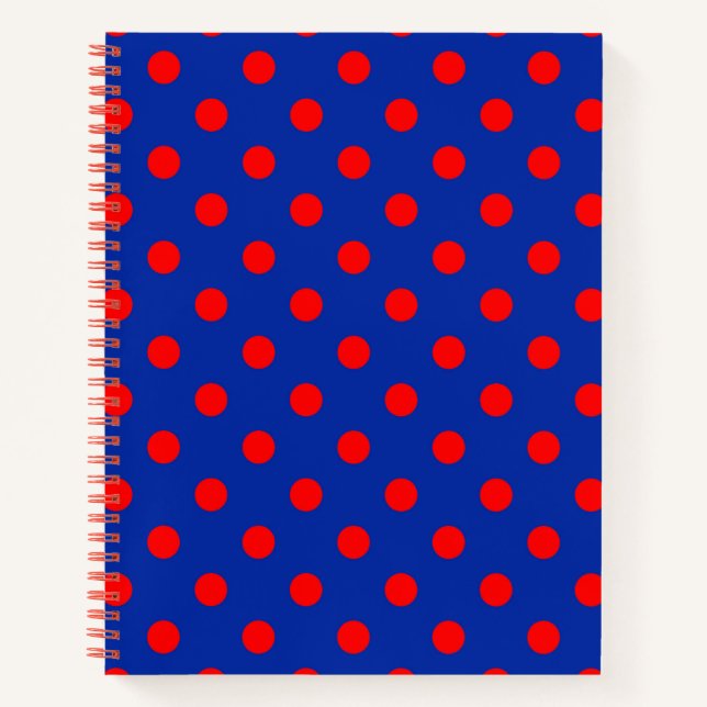 Carnet Motif de pois rouges sur fond bleu  (Devant)