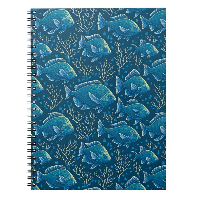 Carnet Motif de poisson bleu (Devant)
