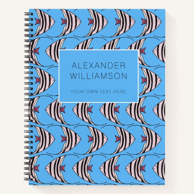 Carnet Motif de poisson bleu (Devant)
