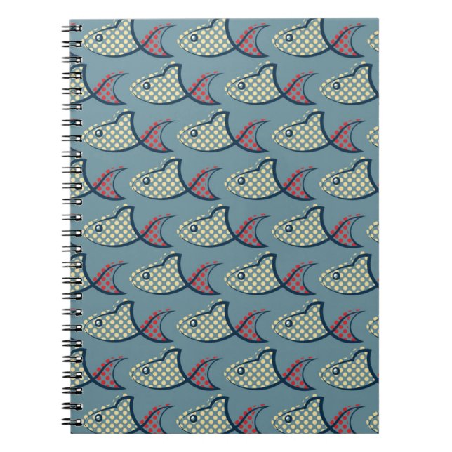 Carnet Motif de poissons de point de polka (Devant)