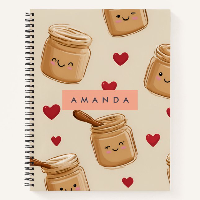 Carnet Motif de pot de beurre d'arachide adorable personn (Devant)