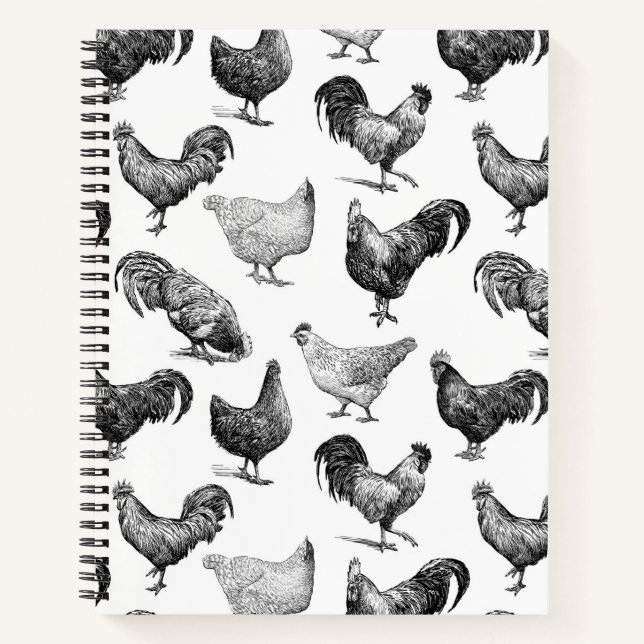 Carnet Motif de poulet de la ferme Retro Country (Devant)