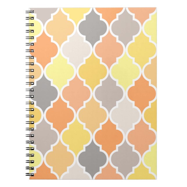 Carnet Motif de quatrefoil jaune, orange et gris (Devant)