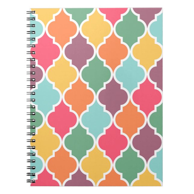 Carnet Motif de quatrefoil oriental coloré (Devant)