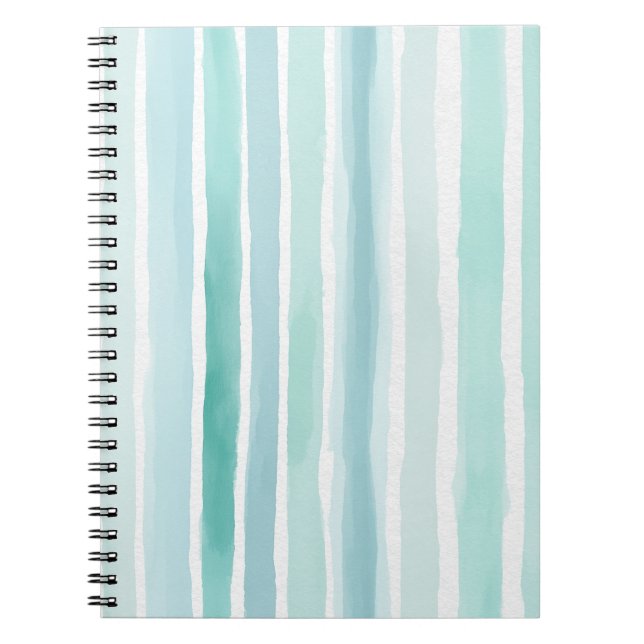 Carnet Motif de rayure verticale aqua aquarelle Côte  (Devant)