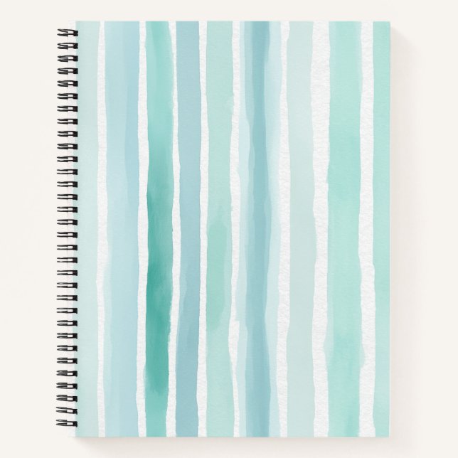 Carnet Motif de rayure verticale aqua aquarelle Côte  (Devant)