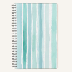 Carnet Motif de rayure verticale aqua aquarelle côtier