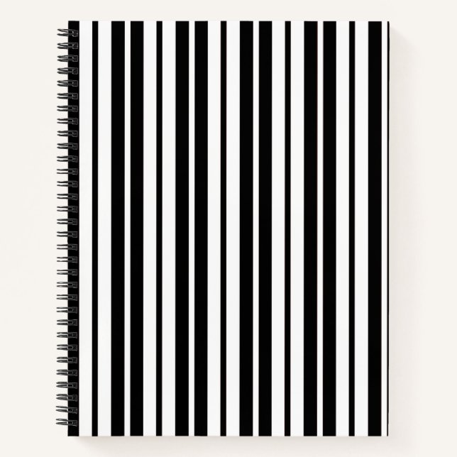 Carnet Motif de rayures verticales noires et blanches (Devant)