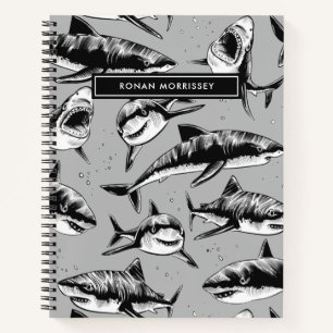 Carnet Motif de requin effrayant Nom des enfants noirs