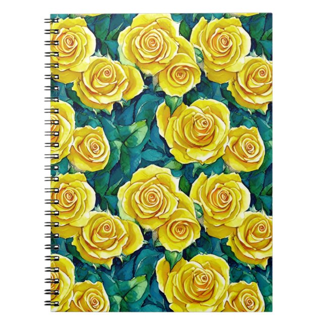 Carnet Motif de Rose d'aquarelle jaune (Devant)