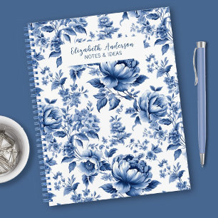 Carnet Motif de rose florale bleue vintage