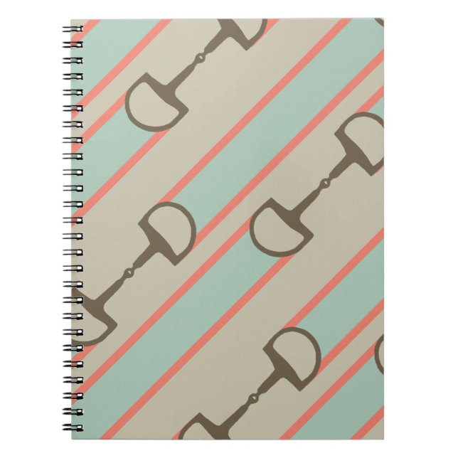 Carnet Motif de ruban de Coral et Mint Horse Bit (Devant)