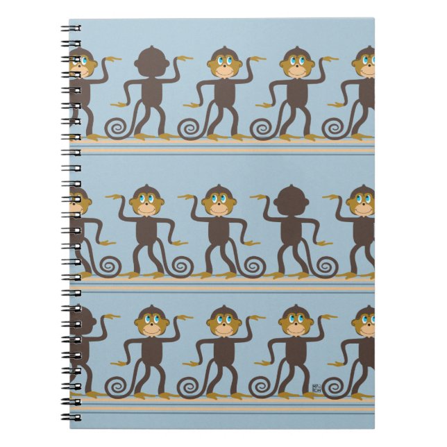 Carnet Motif de safari de danse, garçons, bleus (Devant)