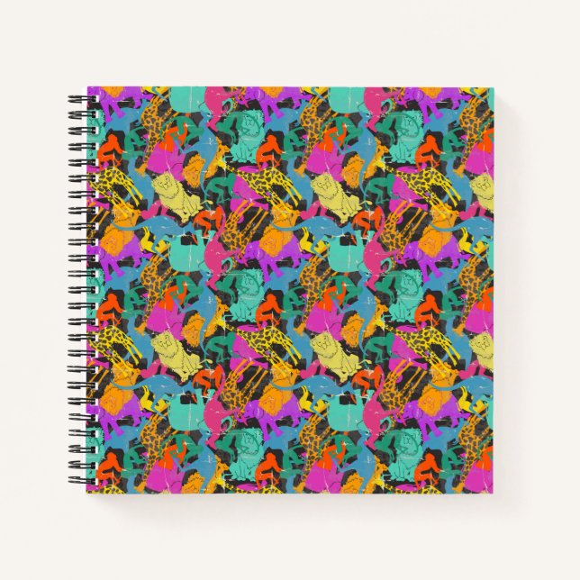 Carnet Motif de silhouettes animales rétro (Devant)