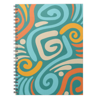 Carnet Motif de spirale enroulée gras en sarcelle et oran