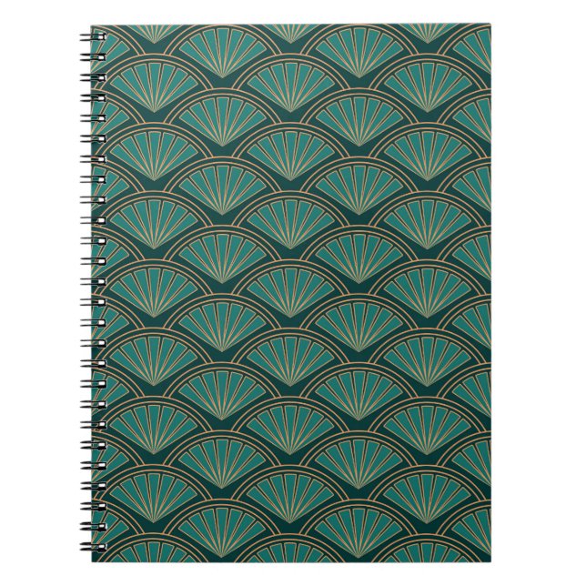 Carnet Motif de style Art déco en vert turquoise (Devant)