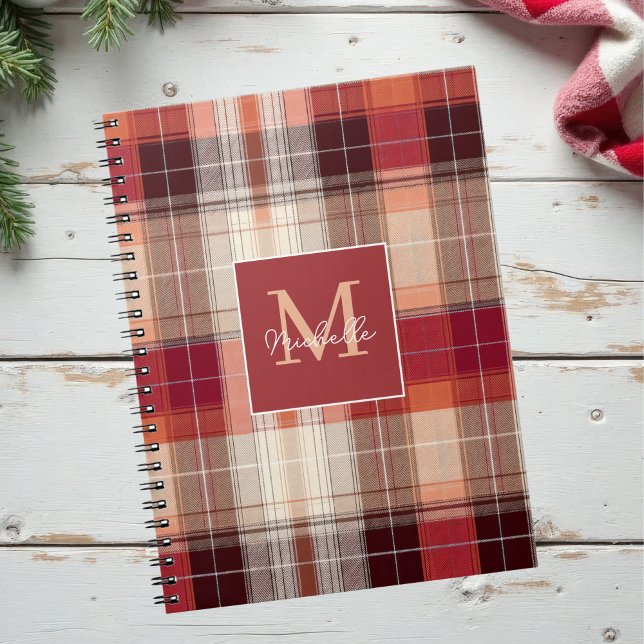 Carnet Motif de style gingham festif de monogramme person (Créateur téléchargé)