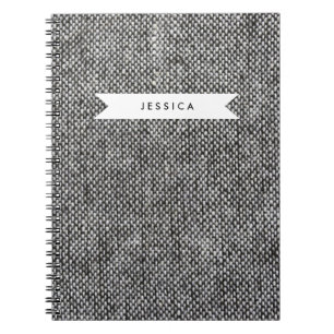 Carnet Motif de texture de tissu gris gris de charbon