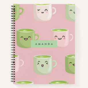 Carnet Motif de thé Pastel Kawaii Matcha personnalisé
