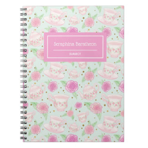 Carnet Motif de thé Rose rose Floral Personnalisé