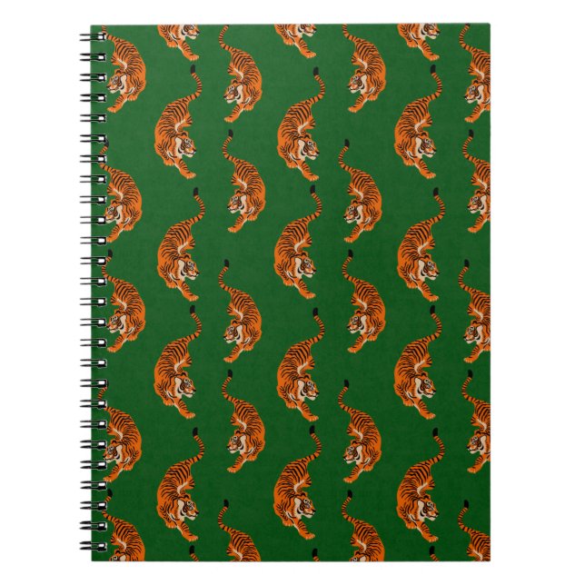 Carnet Motif de tigre avec fond vert (Devant)
