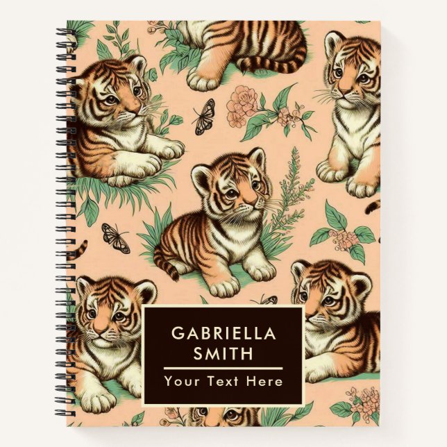 Carnet Motif de tigre de bébé Vintage (Devant)