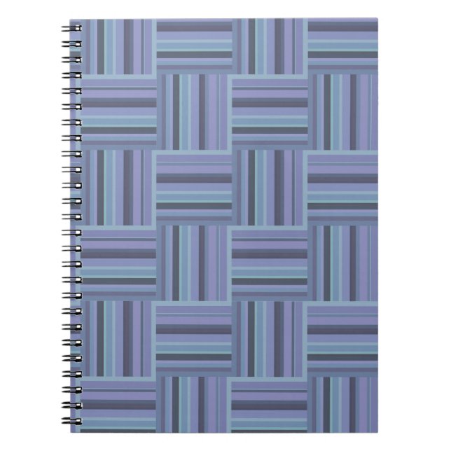 Carnet Motif de tissage à rayures bleu-gris (Devant)