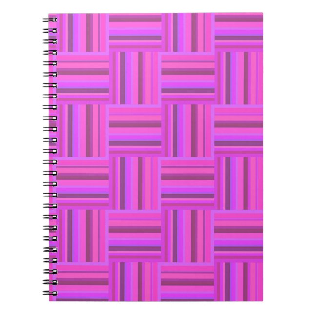 Carnet Motif de tissage à rayures roses (Devant)