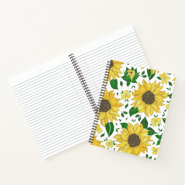 Carnet Motif de tournesol à l'aquarelle  (Intérieur)