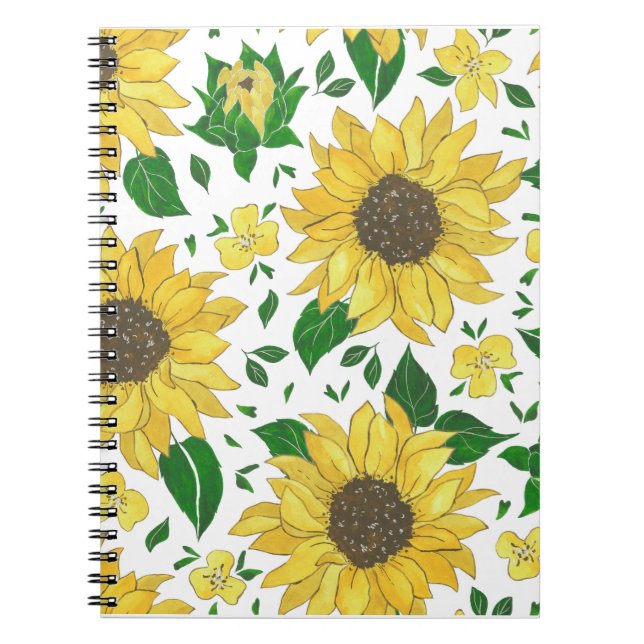 Carnet Motif de tournesol à l'aquarelle  (Devant)