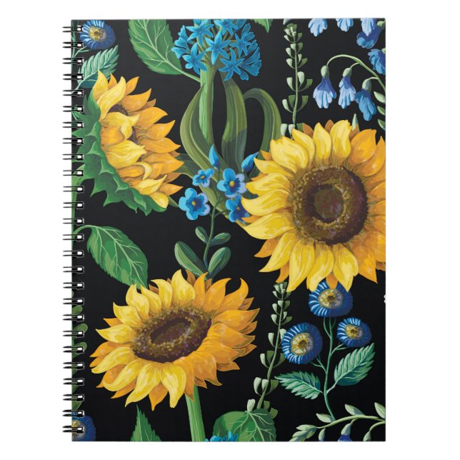 Carnet Motif de tournesol Arrière - plan noir (Devant)