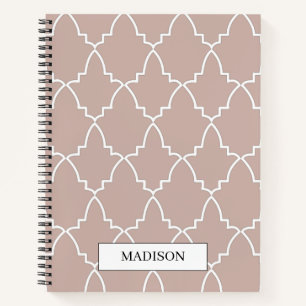 Carnet Motif de treillis marocain beige personnalisé