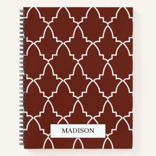 Carnet Motif de treillis marocain Bourgogne personnalisé