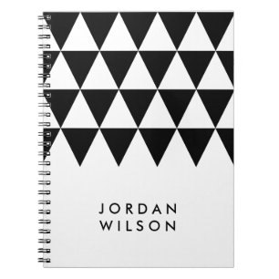 Carnet Motif de triangle noir moderne minimaliste blanc