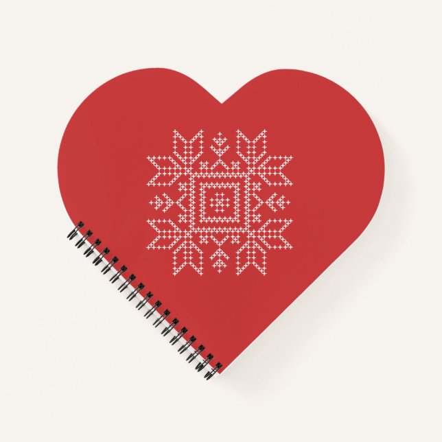 Carnet motif de tricot de neige rouge xmas (Devant)