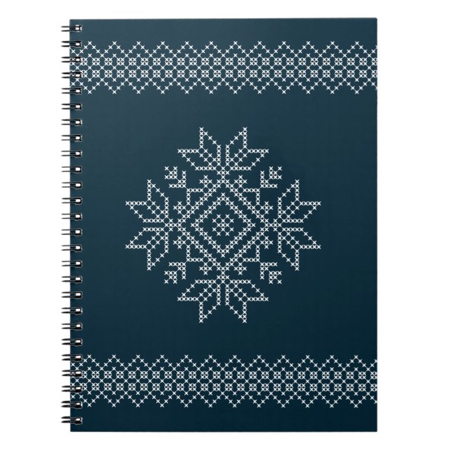 Carnet Motif de tricot de Noël bleu Snowflake (Devant)