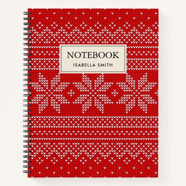 Carnet Motif de tricot de Noël Rouge et blanc (Devant)